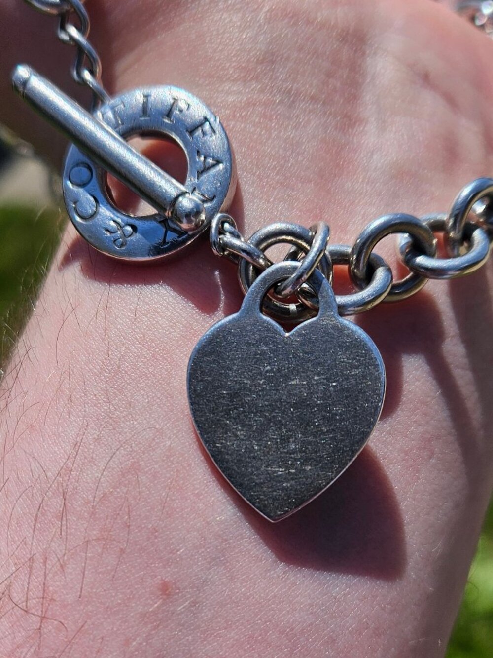 Tiffany & Co 925 Sterling Silver Heart Tag Toggle Necklace Choker 14 Inches - Picture 4 of 13